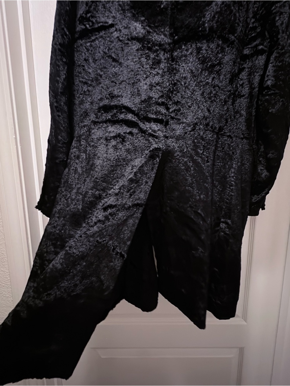 Vintage Zara Black Crushed Velvet Long Coat Size L - Picture 6 of 7